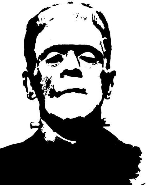 Frankenstein Line Art, Frankenstein Tattoo Stencil, Frankinstine Tattoos, Black And White Frankenstein, Frankenstein Stencil, Frankenstein Outline, Frankenstein Tattoo Simple, Frankenstein Tattoo Design, Frankenstein Tattoo Ideas