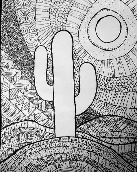 #doodle #zentangle #cactus #doodleoftheday #createdtocreate #diy #starvingartist  #desert Geometric Cactus Drawing, Line Art Cactus, Doodles Cactus, Cactus Zentangle Art, Zentangle Plants, Simple Cactus Line Art, Paisley Drawing, Cactus Pictures, Cactus Paintings