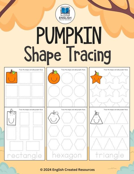 Pumpkin Shapes Preschool, Pumpkin Tracing, Pumpkin Tracing Sheets, Pre K Pumpkin Lesson Plans, Pumpkin Shape Tracing, Pumpkin Shape Sorting, Reading Comprehension Grade 1, Pumpkins Preschool, Dot Letters