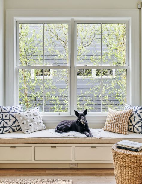 Window Nook For Dog, Dog Bed Window Bench, Window Dog Bench, Dog Room And Office, Dog Bed Window Seat, Dog Window Bench, Dog Bench Window Seats, Window Bench For Dogs, Dog Perch For Window