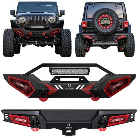 PRICES MAY VARY. [Compatibility]: 2018-2019-2020-2021-2022-2023-2024 Wrangler JL/JLU (Not compatible with 2018 Wrangler JK/JKU) [Heavy Duty Construction]: The bumper body is made of heavy-duty, high-strength 9/64-inch steel, and the winch plate and mounting brackets are made of 3/16-inch steel. The front bumper weighs approximately 64 lbs and the rear bumper weighs approximately 70 lbs, both packages are shipped separately [Practical Design]: The bumper is equipped with a built-in winch plate th Aksesoris Jeep, Custom Jeep Wrangler, Custom Jeep, Wrangler Jl, Wrangler Jk, Mounting Brackets, Jeep Wrangler, Replacement Parts, Jeep