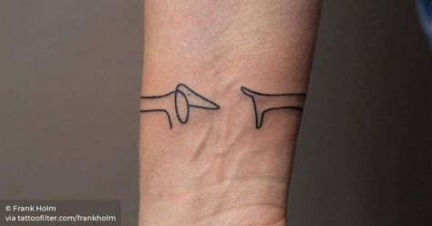 Two Dachshund Tattoo, Fine Line Dachshund Tattoo, Daschund Tattoo Minimalist, Wiener Dog Tattoo Dachshund, Dog Tattoo Ideas Dachshund, Wiener Dog Tattoo, Picasso Dachshund Tattoo, Daschund Tattoo, Picasso Tattoo