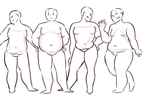 Bodies Tutorial, Help With Drawing, Shape Drawing, Body Type Drawing, Fat Art, Poses Drawing, Doodle Inspiration, Reference Drawing, Body Reference Drawing