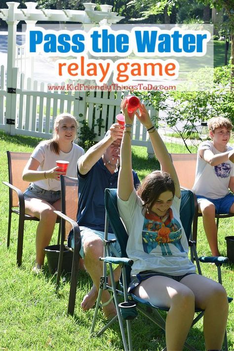 Sport Games For Summer Camp, Relay Race For Adults Group Games, Lake Birthday Party Kids Games, Water Passing Game, Pool Side Games For Adults, Outside Games For Vbs, Water Relay Race, Carnival Water Games, Water Play Activities For School Age