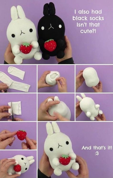 Diy Toys Easy, Plushies Diy, Corak Menjahit, Cute Sewing Projects, Diy Socks, Sock Crafts, Diy Kids Toys, Sewing Stuffed Animals, Diy Crafts To Do