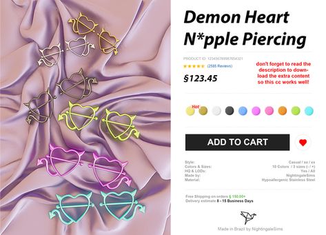 Sims 4 Dermal Piercing, Sims 4 Cc Body Jewelry, Chest Piercing, Ts4 Accessories, 4 Piercings, Demon Heart, Sims 4 Nails, Sims 4 Piercings, Sims 4 Cheats