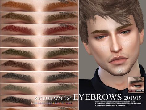 Ts4 Eyebrows, Boys Eyebrows, Cc Eyebrows, Sims 4 Cc Eyes, Makeup Cc, Mens Facial Hair Styles, Guys Eyebrows, Pelo Sims, Thick Brows