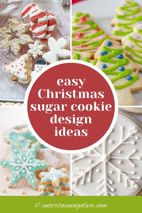 Easy Christmas Sugar Cookie Design Ideas With Royal Icing | Christmas Cookies Fancy Christmas Cookies Decorating Ideas, Cute Christmas Cookie Decorating Ideas, How To Ice Christmas Cookies, Cookies With Royal Icing Decorating, Decorate Sugar Cookies Christmas, Holiday Royal Icing Cookies, Ornament Sugar Cookies Decorating Ideas, Easy Royal Icing Christmas Cookies, Easy Sugar Cookie Decorating Ideas