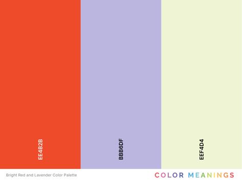 27 Colors That Go With Lavender (Color Palettes) - Color Meanings Lavender Complementary Colors, Lavender And Red Color Palette, Lavender Orange Color Palette, Lavender Wall Paint, Lavender Colour Palette, Purple And Orange Color Palette, Lavender Color Scheme, Lavender And Red, Lavender Color Palette