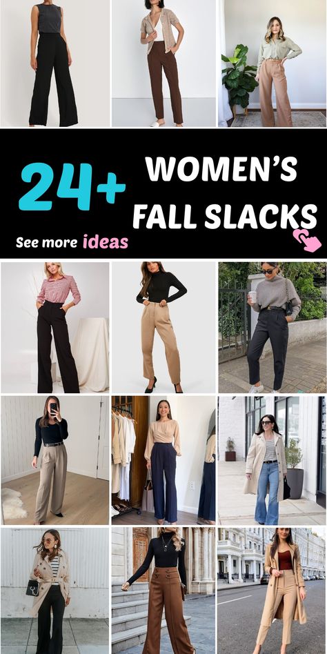 Elevate your autumn closet with a chic array of women's fall pants that perfectly marry style and comfort. Discover an assortment of tailored trousers and trendy culottes, ideal for effortlessly transitioning from professional meetings to weekend excursions. Whether paired with a blouse and heels for an elevated look or a cozy sweater and boots for a relaxed vibe, these versatile fall slacks will keep you looking fashionable and put-together all season long. Explore the epitome of sophistication Sweater With Wide Leg Pants, Womens Fall Pants, Autumn Closet, Fall Casual Outfits, Minimal Gold Jewelry, Beige Tote Bag, Semi Formal Outfits, Beige Trench Coat, Outfits Dressy