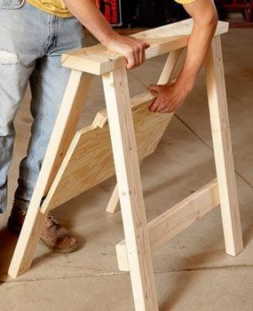 Sawhorse Plans, Folding Sawhorse, Woodworking Jig Plans, Workshop Plans, Woodworking Patterns, Woodworking Inspiration, Diy Holz, Tables Diy, Popular Woodworking