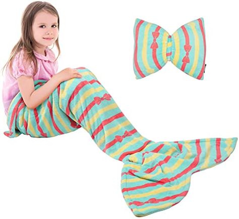 Catalonia Kids Mermaid Tail Blanket Pillow Cushion,Super Soft Coral Plush Fleece Mermaids Gift Snuggle Sleeping Bag for Girls Teens Children 60 x 21 Green Fleece Mermaid Tail Blanket, Mermaid Sleeping Bag, Mermaid Tails For Kids, Mermaid Tail Blanket, Blanket Pillow, Fish Scale Pattern, Snuggle Blanket, Summer Wraps, Soft Coral