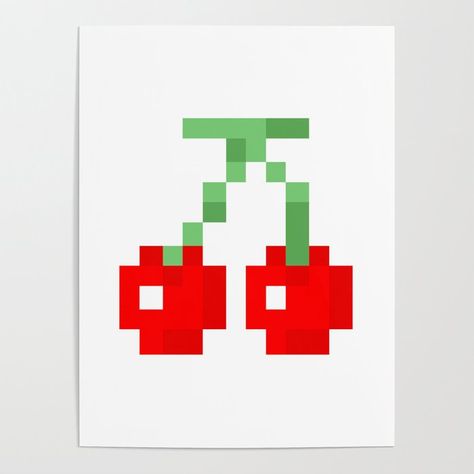 Shop Cherry pixel art Poster by sweetcolorfulart on Society6! Cherry Pixel Art, Pixel Cherry, Pixel Art Poster, Cute Minecraft Houses, Art Poster Prints, Wall Posters, Fashion Poster, Minecraft Houses, Meet The Artist