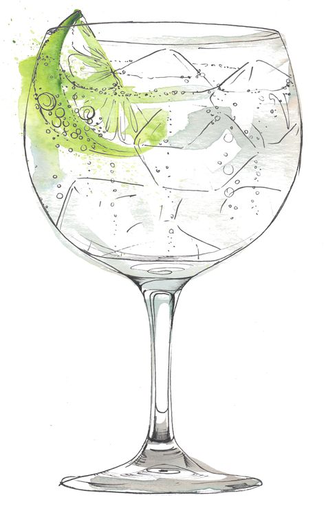 Cocktails Drawing, Glass Illustration, Cocktail Illustration, Gin Cocktail, Watercolor Food, Cocktail Art, Kunst Inspiration, Wine Art, Cool Mirrors