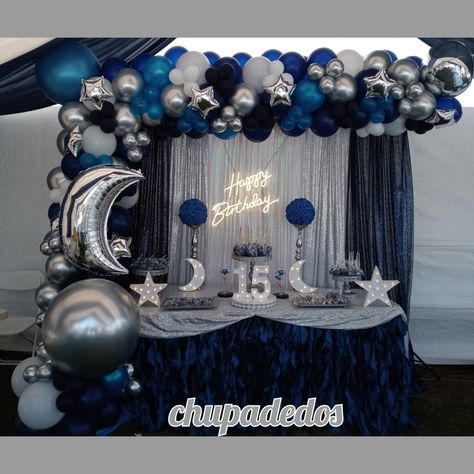 Under The Stars Quinceanera Theme, 17th Birthday Party Ideas, 15th Birthday Decorations, Quince Themes, Sweet Sixteen Birthday Party Ideas, 17th Birthday Ideas, Sweet 16 Themes, Prom Themes, Quince Decorations