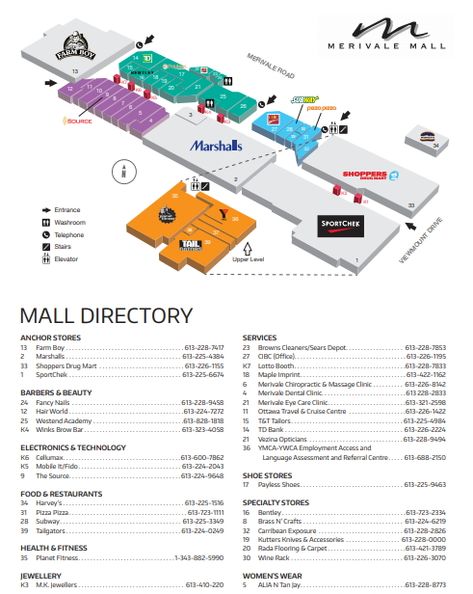 Merivale Mall shopping plan Mall Directory Design, Shopping Mall Layout, Strip Mall Floor Plan, Mall Map Design, Shopping Mall Site Plan, Mall Signage, Mall Map, Mall Directory, Airport Map