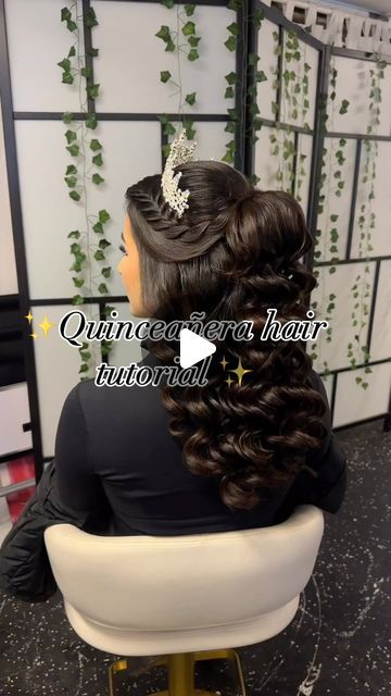 Sweet 15 Hairstyles Curls Long Curly, Sweet 15 Hairstyles, Peinados Para Xv Años, Xv Hair, Quinceanera Makeup, Quinceanera Hairstyles, Quince Hairstyles, Now Booking, Sweet 15