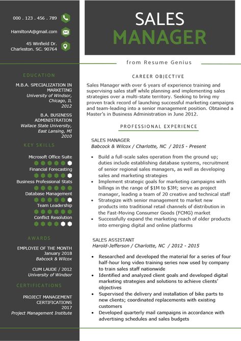 Sales Manager Resume Sample & Writing Tips | Resume Genius Cv Objective Example, Sales Manager Tips, Sales Planning, Sales Manager Resume, Sales Resume Examples, Free Resume Examples, Resume Objective Examples, Sales Management, Sales Resume