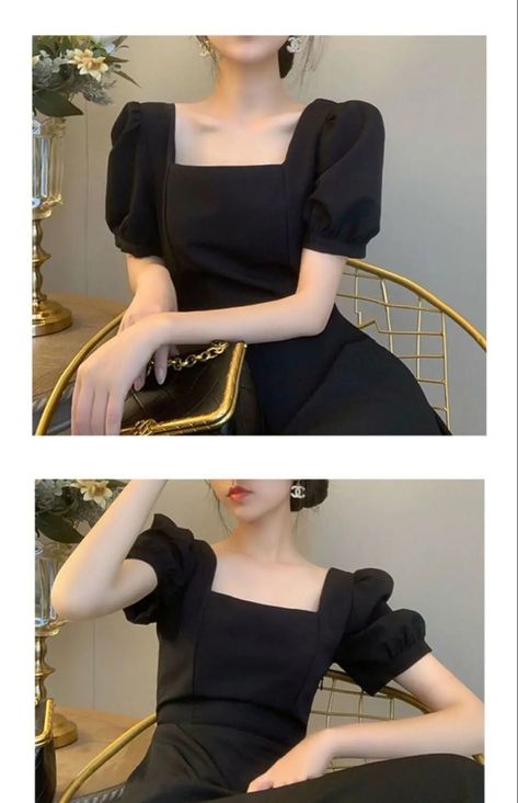 Black Puff Sleeve Dress, Sleeves Dress, Puffed Sleeves Dress, Puffed Sleeves, Feel Good Videos, Cool Gifs, Puff Sleeve, Feel Good, Dresses With Sleeves