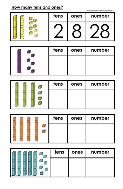 Kindergarten Numbers and Counting Worksheet Tens And Units Worksheet, Addition With Pictures, Math Sheets, Mathematics Worksheets, Math Journal, Math Centers Kindergarten, First Grade Worksheets, 1st Grade Math Worksheets, Basic Math Skills