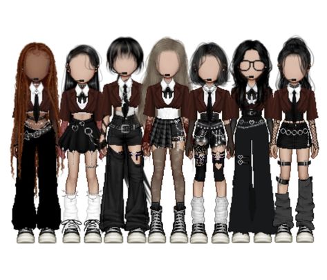 Kpop Group Outfits Ideas 6 Members, Co-ed Kpop Group Outfits, Kpop Stage Outfits Everskies, 7 Member Kpop Outfits, Everskies Group Outfits 7 Members, Everskies Stage Outfits, 7 Member Outfits, Kpop Group Outfits Ideas, Fanmade Kpop Group