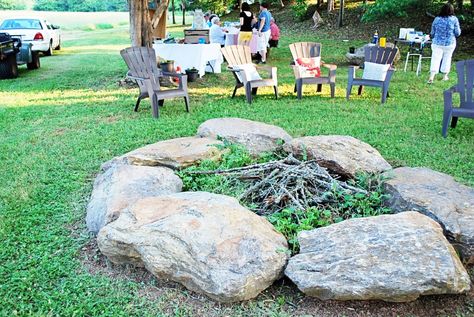 must get some large rocks to surround our fire pit Large Rock Fire Pit, Flat Rock Fire Pit, Fire Pit Large Rocks, Rock Fire Pits Outdoor Natural Stones, Fire Pit Natural Stone, Skull Fire Pit Rocks, Fire Pit With Rocks, Pergola Outdoor Living, Outside Fire Pits