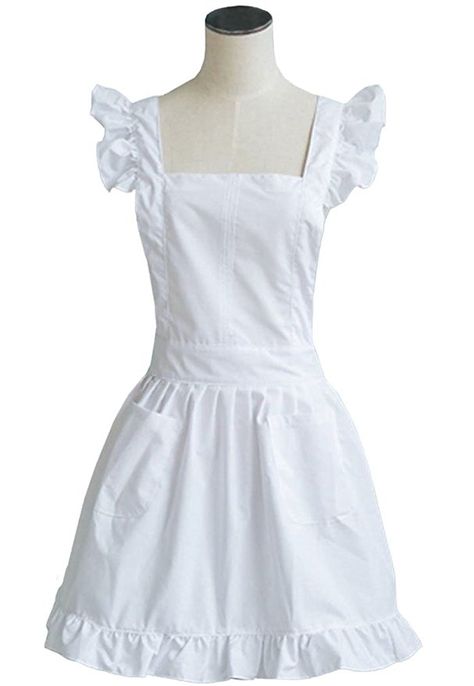 Fancy Halloween Costumes, Ruffle Apron, Dresses 1950s, Apron Kitchen, Retro Apron, White Apron, Retro Costume, Victorian Lace, Apron Designs