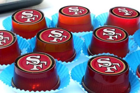 Super Bowl Jello Shots, 49er Party, 49ers Birthday Party, 49ers Birthday, 49ers Party, Super Bowl Sunday Party, 49ers Cake, Football Recipes, Sport Ideas