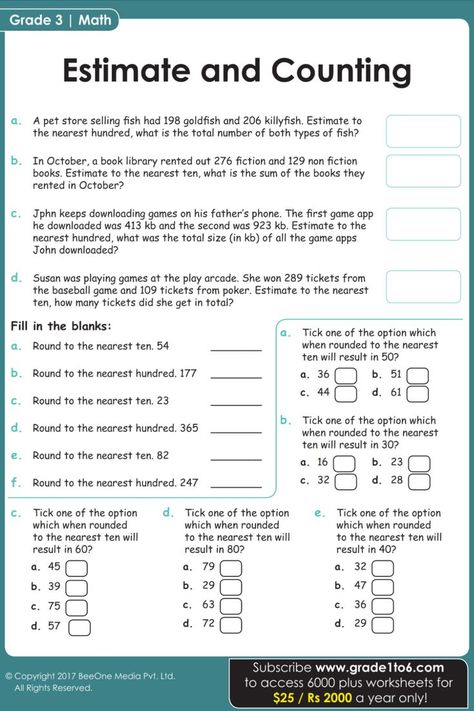 #math #maths #mathworksheets #worksheets Estimation Worksheet, Rounding Worksheets, Grade 3 Math, Counting Worksheet, Esl Reading, Worksheets For Grade 3, 3rd Grade Math Worksheets, Counting Worksheets, School Testing