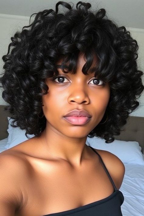 Gorgeous Curly Hair Color Ideas for Maximum Volume Curls With Fringe, Retro Curly Hair, Shirley Temple Curls, Full Fringe, Traditional Hairstyle, Beautiful Hairstyle, Retro Glamour, Curly Bangs, Short Hairdos