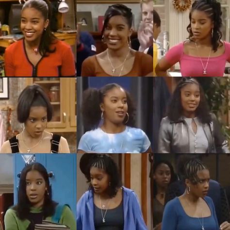 Reagan Gomez 90s, Reagan Gomez, Black Hair 90s, Black Sitcoms, Black 90s Fashion, Afro Hair Art, 2000s Hairstyles, 90’s Hairstyles, 90s Sitcoms