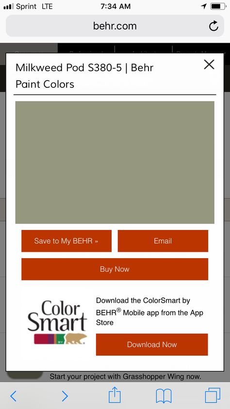 Milkweed Pod Behr Paint, Milkweed Pods, Behr Paint Colors, Movin On, Behr Paint, Humble Abode, Mobile App, Paint Colors, Paint