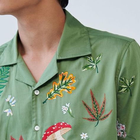 PERTE D’EGO on Instagram: "“Botanical dream” embroidered shirt is every nature lover’s dream! 🧡 Inspired by botanical journals, Each motif is embroidered in house by our expert craftsmen (Swipe for details 🌿🍄🌺) The shirt is available now on our webstore in limited quantities 🧡" Cuban Shirt, Cotton Blouse Design, Cuban Shirts, Applique Shirts, Embroidery On Clothes, Embroidered Clothes, Cotton Blouse, Embroidery Inspiration, The Shirt