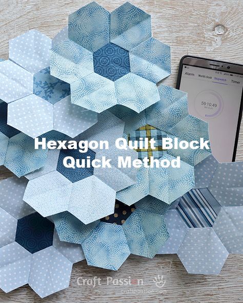 Word Clock, Hexagon Quilt Pattern, Hexagon Patchwork, Hexie Quilt, English Paper Piecing Quilts, Block Craft, Beginner Sewing, Flower Quilt, Beginner Sewing Projects Easy