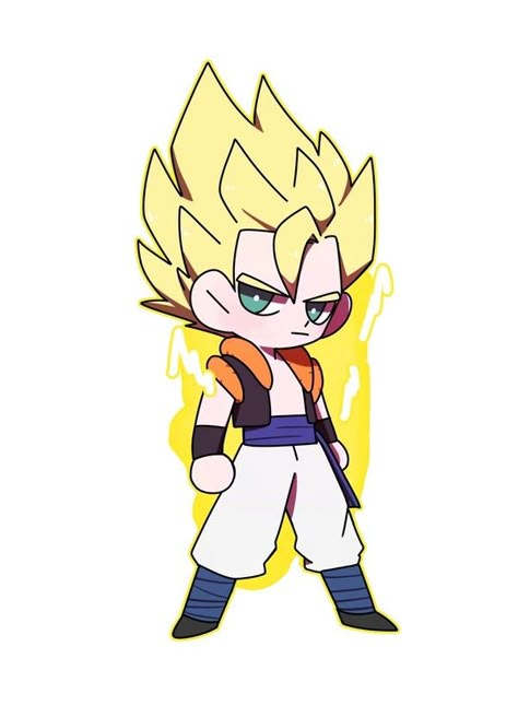 Chibi Gogeta Chibi Gogeta, Drawings For Mom, Chibi Goku, Chibi Dragon, Goku Ssj4, Gogeta And Vegito, Future Trunks, Dragon Ball Painting, Dragonball Super