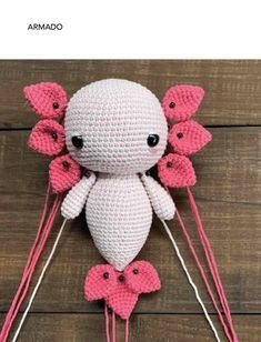 PATRÓN GRATIS Ajolote Amigurumi paso a paso - Crochetisimo Crochet Butterfly Free Pattern, Knitting Gloves Pattern, Crochet Monsters, Crochet Christmas Decorations, Crochet Dragon, Crochet Butterfly, Kawaii Crochet, Haken Baby, Crochet Diy