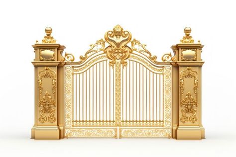 Gold gate white background architecture security.  | premium image by rawpixel.com Gate Event, Background Architecture, Gold Gate, Graphic Design Jobs, Background Wedding, Architecture Rendering, Iron Gate, Digital Planning, Design Jobs