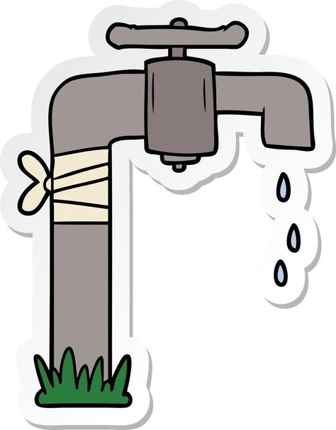 sticker of a cartoon old water tap, tap, #Ad, #water, #cartoon, #Ad Water Tap Drawing, Pic For Drawing, Water Cartoon, Saving Water, Tap Tap, Powerpoint Background, Powerpoint Background Design, Save Water, Water Tap