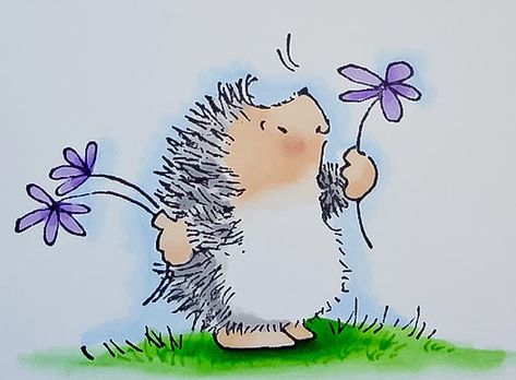 Hedgehog Illustration, Penguin Drawing, Crafting Corner, Animal Caricature, Penny Black Cards, Garden Rock Art, Watercolor Birthday Cards, Art Trading Cards, Color Drawing Art