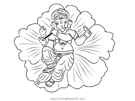 Flower With Ganesha Coloring Page Ganesha Drawing, Printable Flower, Flower Printable, Hand Sketch, Drawings Simple, Art Drawings Simple, Free Kids, Printable Coloring Pages, Printable Coloring