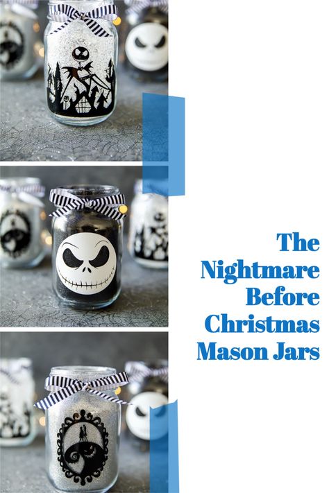 Disney Mason Jars, Nightmare Before Christmas Candle, Mason Jar Luminaries Diy, Jar Luminaries Diy, Luminaries Diy, Christmas Lanterns Diy, Front Porch Halloween, Porch Halloween, Mason Jar Luminaries