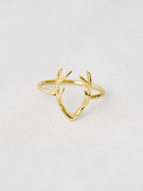 RING // Gold Delicate Antler Stag Ring Available @ dottodark.co.uk Stag Ring Men, Stag Ring, Stag Necklace, Deer Antler Jewelry Antlerrings.com, Deer Pendant Necklace, Antlers, Heart Ring, Gold Rings, Gold