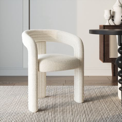 【Minimalist and Unique Design】The modern dining chairs have a very simple aesthetic that can fit in almost any room. The channel back and groove design make this chair the perfect balance between aesthetics and usage achieved.【Soft Boucle】The surface of this dining chair set is made of a selected boucle, which has a soft texture and gives you a feeling of relaxation. It's easy to care for and won't wrinkle or fade.【Super Comfort & Ergonomic Design】Soft upholstered seat and premium fabric cha White Dining Room Chairs, Loveseat Living Room, Garden Retreat, Victorian Garden, Chaise Design, Modern Dining Chairs, Lounge Chair Outdoor, Kitchen Chairs, Upholstered Seating