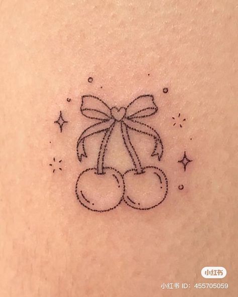 Paznokcie Hello Kitty, 16 Tattoo, Small Girly Tattoos, Cherry Tattoos, Small Pretty Tattoos, Spell Books, Bow Tattoo, Cute Little Tattoos, Cute Tiny Tattoos