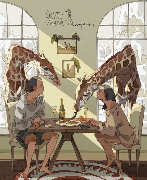 Xi Zhang, Fantasy Story, Wow Art, Dessin Adorable, Arte Fantasy, Art And Illustration, Swag Shoes, Giraffes, Pretty Art