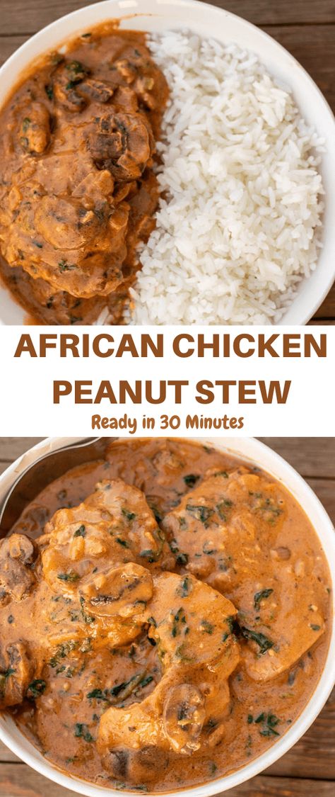 African Chicken, African Recipes Nigerian Food, Peanut Stew, West African Food, Nigerian Recipes, African Cooking, Nigerian Food, Chicken And Rice, African Food