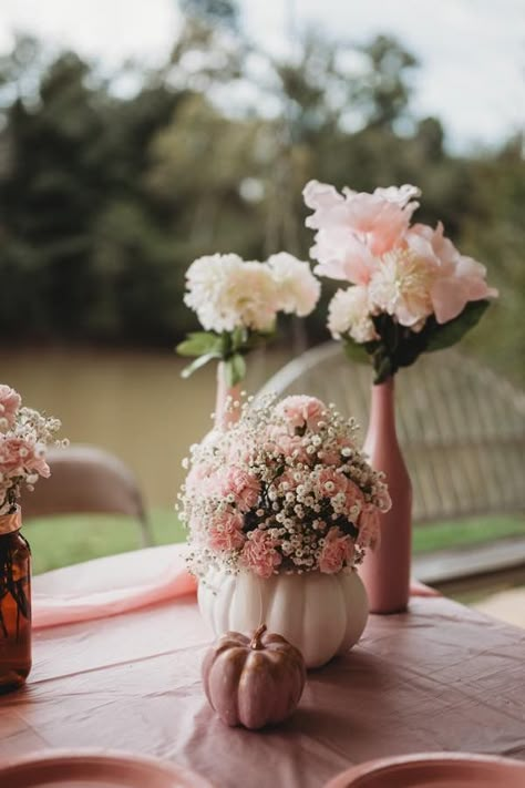 A Little Pumpkin Baby Shower Centerpiece, Girly Fall Baby Shower Decor, Pink Fall Themed Baby Shower Ideas, Pink Pumpkin Baby Shower Ideas, Pink Fall Baby Shower, Pumpkin Theme Baby Shower, Lil Pumpkin Baby Shower, Pink Pumpkin Baby Shower, Mickey Baby Showers