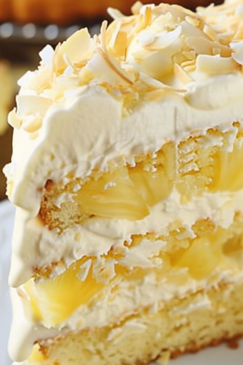 Pineapple Coconut Cake - An Organized Chaos White Chocolate Pineapple Cake, Fruit Topping Cake, Coconut Pineapple Dream Cake, Coconut Cake With Pineapple Filling, Pineapple Coconut Cake Recipe, Best Coconut Cake Recipe Ever, Old Fashioned Coconut Cake, Pineapple Coconut Cake, Pineapple Frosting