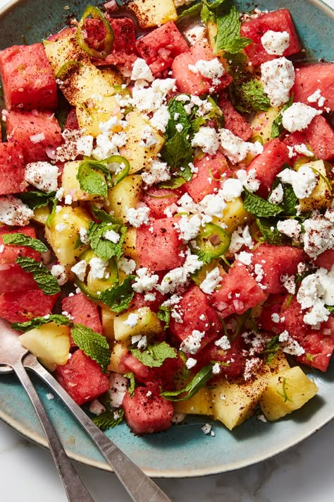 Cucumber Watermelon Salad, Watermelon Feta Salad Recipes, Spicy Watermelon, Nyt Recipes, Feta Salad Recipe, Watermelon Feta Salad, Lime Recipes, Watermelon And Feta, Summer Vegetables