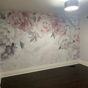 Watercolor Peony Flower Wallpaper Soft Peonies Wallpaper | Etsy Girl Floral Bedroom, Pastel Interior Design, Peonies Wallpaper, Mural Nursery, Room Watercolor, Floral Wallpaper Nursery, Ombre Wallpapers, Nursery Wall Murals, Nursery Mural